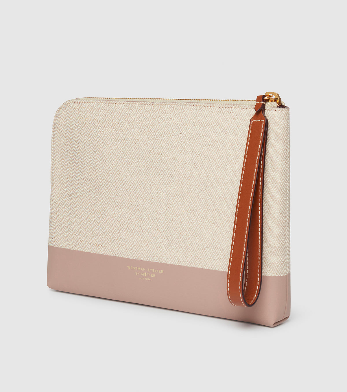 The Makeup Pouch - Herringbone and Mauve