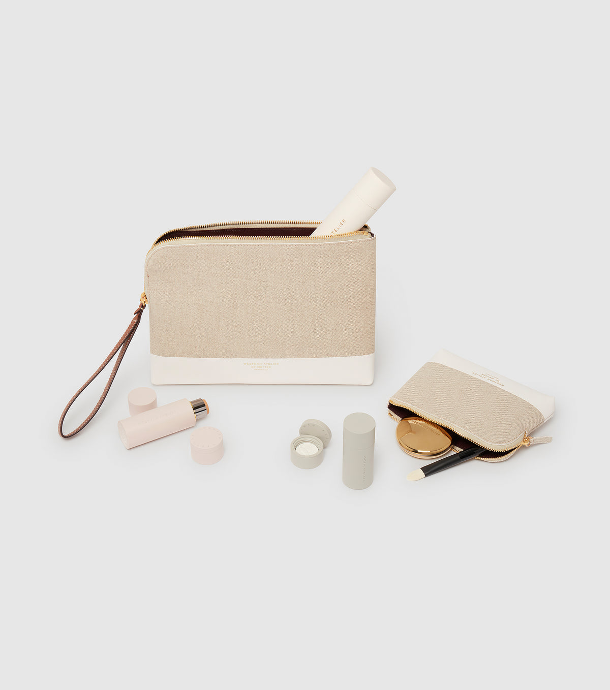 The Makeup Pouch - Linen and Crème